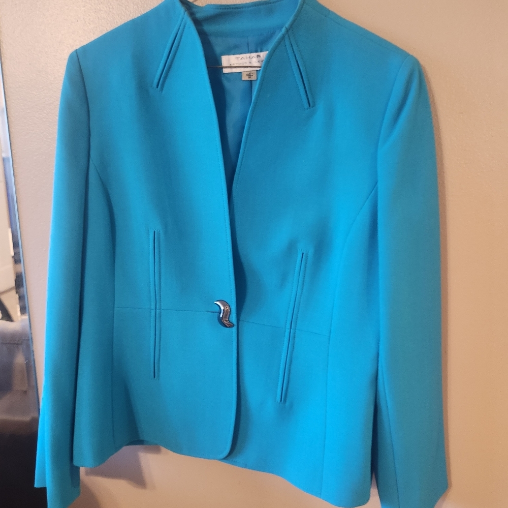 Tahari Skirt Suit, Jacket and Skirt, Turquoise, 8P